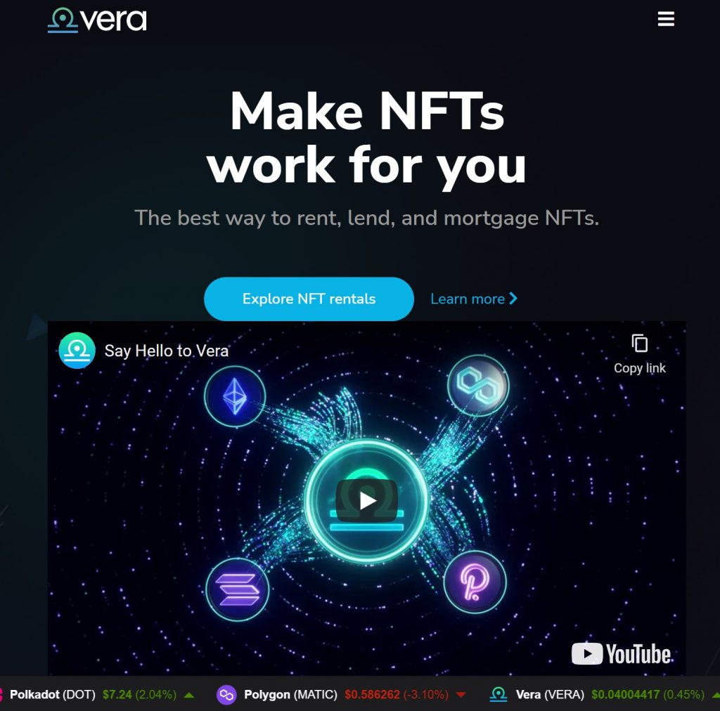 Vera NFT Lending Rental Platform
